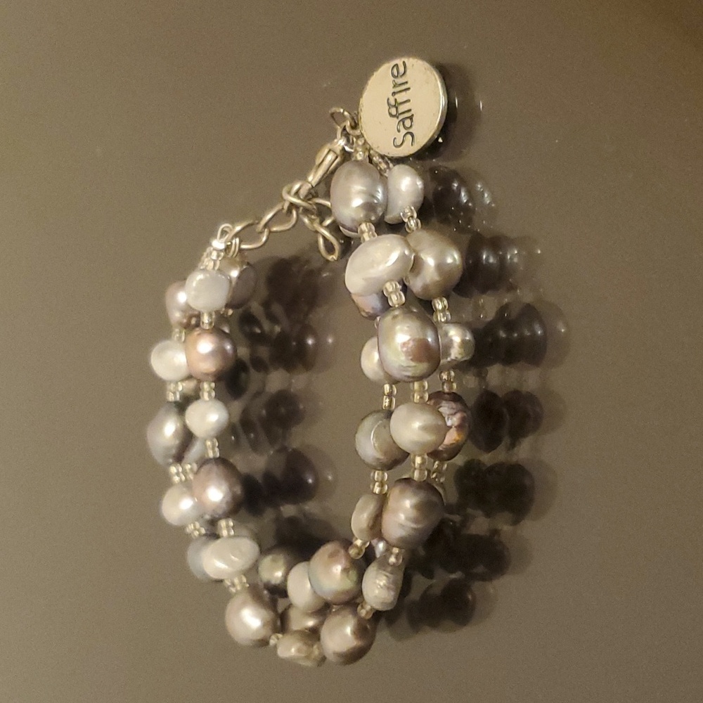 NEW SAFFIRE silver beads bracelet costume jewelry